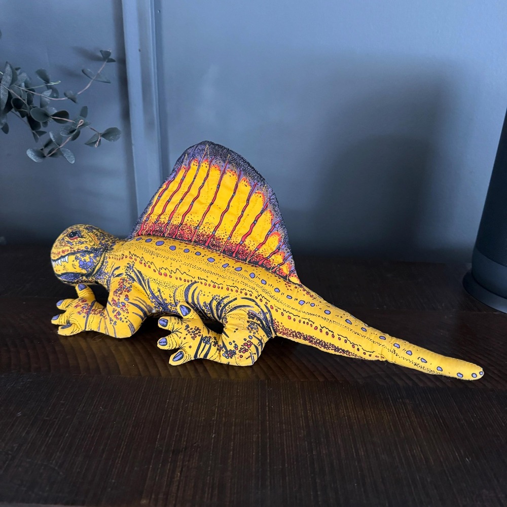 1992 Dimetrodon Applause plush Giant Dinosaur yellow pellet filled 28235 toy‎ - Picture 3 of 10